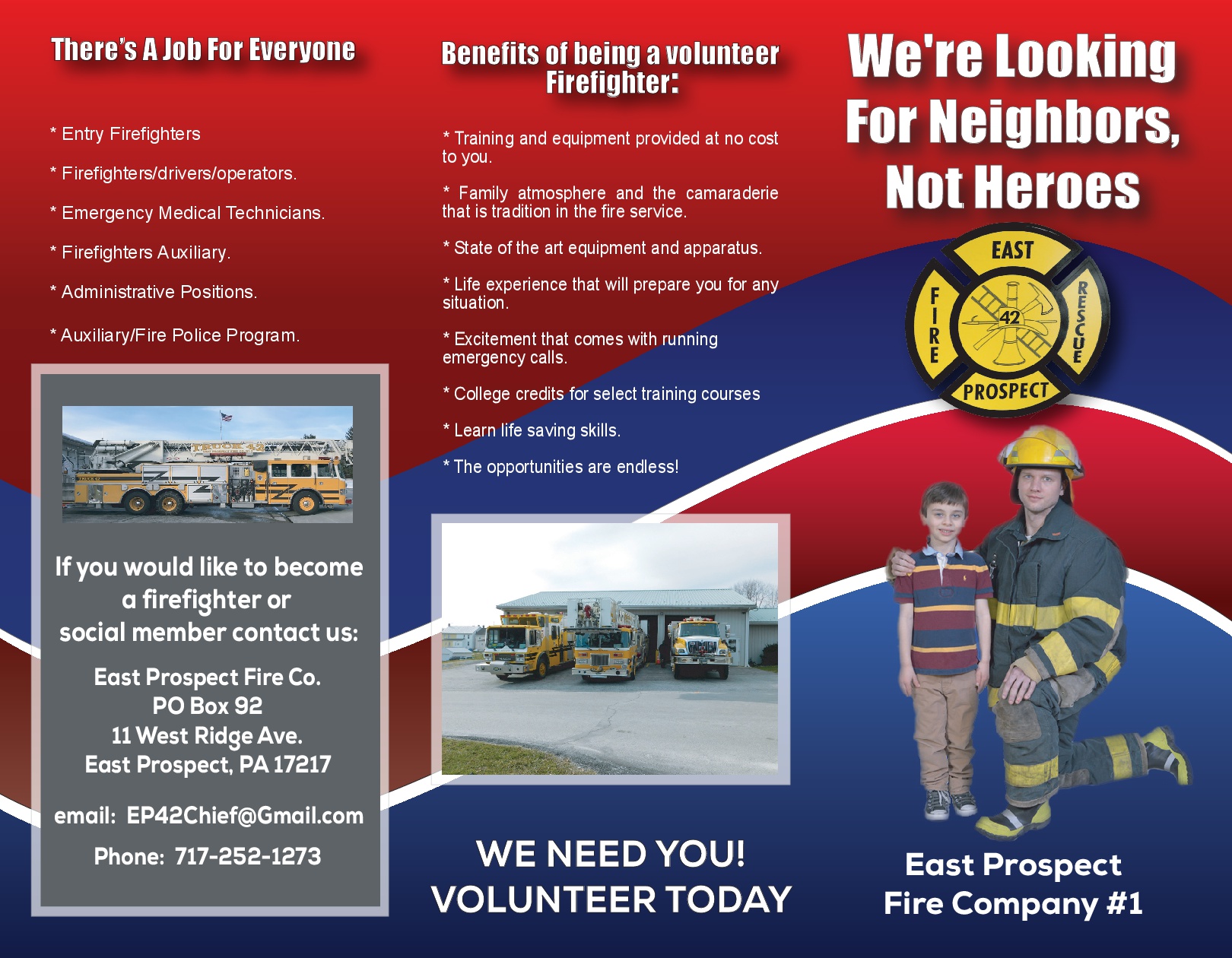 volunteer firefighter recruitment brocure firefighters needed